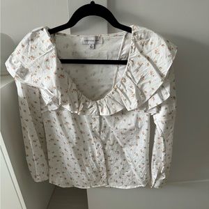 Something Navy Ruffle Button Down